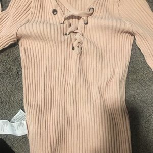 Baby pink criss cross sweater